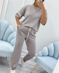 ❤️【S-5XL】Dámský ležérní set s jednolitým topem a kalhotami