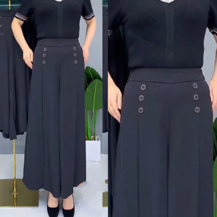 【45% OFF】💖 Fusta drapată de damă la modă, cu picioare largi și talie înaltă【M-5XL】
