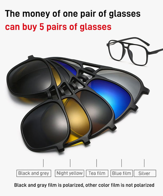🕶️ Kup 1, otrzymaj 5 GRATIS! [5 soczewek + 1 oprawka] Magnetyczne, polaryzowane, wymienne okulary przeciwsłoneczne 😎