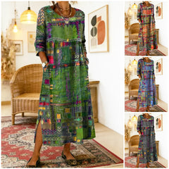 🔥 Ostatni dzień -50%! 🌸 Sukienka letnia damska S-5XL z retro nadrukiem – lekka, przewiewna, ukrywa niedoskonałości i pięknie wysmukla sylwetkę!