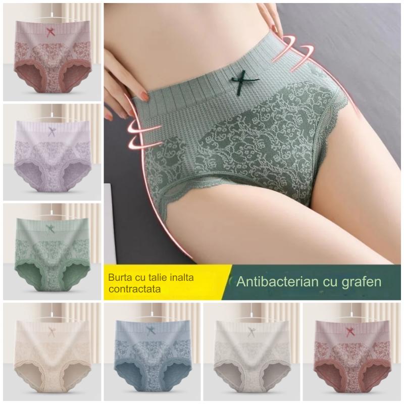 🔥【Cumpărați 4 primiți 4 gratuit】🔥Slip de damă cu talie înaltă, antibacteriană, absorbantă de umiditate