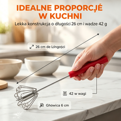 🥚💪 -50% 💥 Półautomatyczna ręczna ubijaczka jajek – naciśnij i kręć, bez prądu! ✨ Szybko ubija jajka i śmietanę 🧁