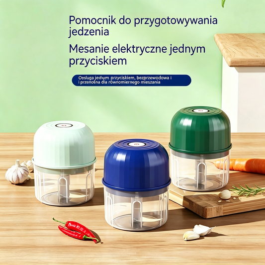 🔥2 sztuki za 119 zł!⏱️🥕 Posiekaj Warzywa w Kilka Sekund – Bezprzewodowy Mini Siekacz!
