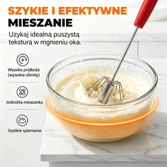 🥚💪 -50% 💥 Półautomatyczna ręczna ubijaczka jajek – naciśnij i kręć, bez prądu! ✨ Szybko ubija jajka i śmietanę 🧁