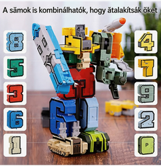 🔫【🏆Legkelendőbb termék🔥】👾 Kirakós játék gyerekeknek betűk és számok kombinációjával, egy átalakítható robot formájában készült oktatójáték.