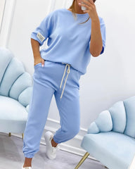 ❤️【S-5XL】Dámský ležérní set s jednolitým topem a kalhotami