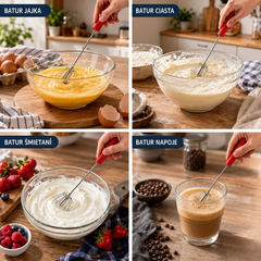 🥚💪 -50% 💥 Półautomatyczna ręczna ubijaczka jajek – naciśnij i kręć, bez prądu! ✨ Szybko ubija jajka i śmietanę 🧁