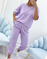 ❤️【S-5XL】Dámský ležérní set s jednolitým topem a kalhotami